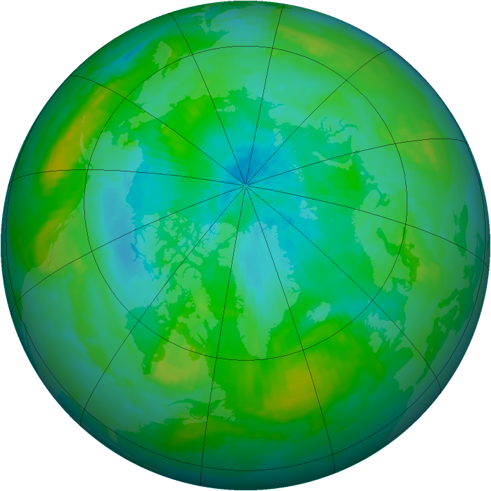 Arctic ozone map for 17 August 1988